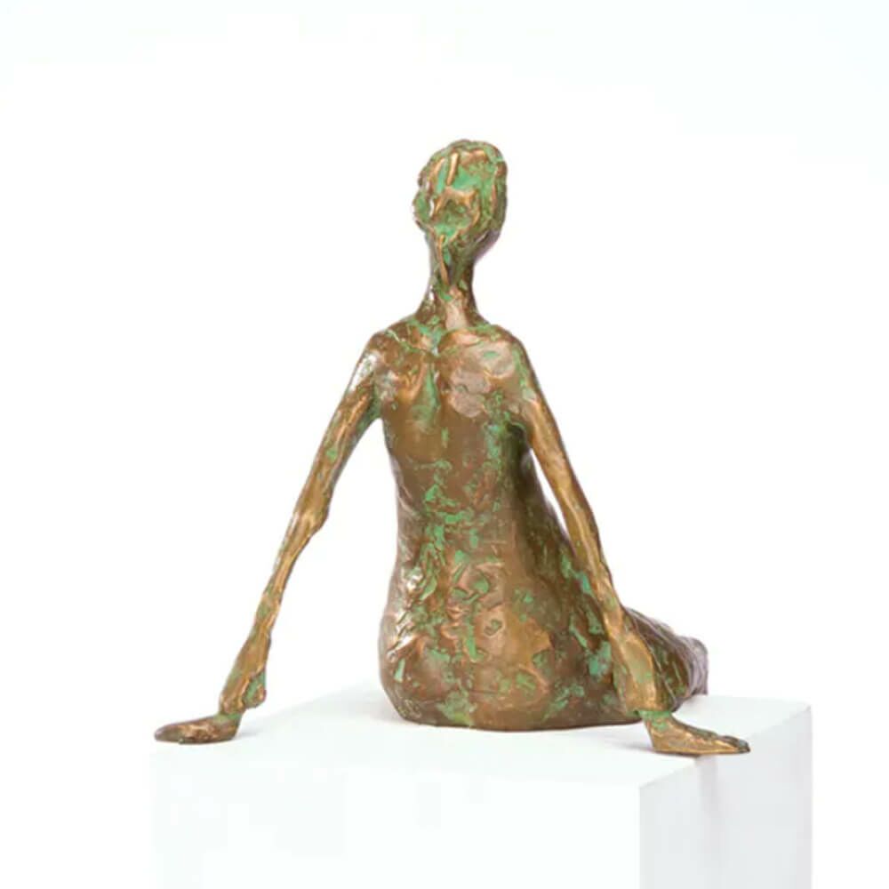  Bronze Frauenfigur Limitiert Als Kantendeko - Dialog, Sitzend