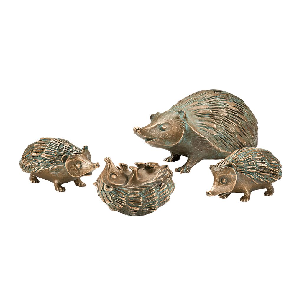  Bronze Gartenfiguren Igelmutter Und Jungtiere - Igelfamilie