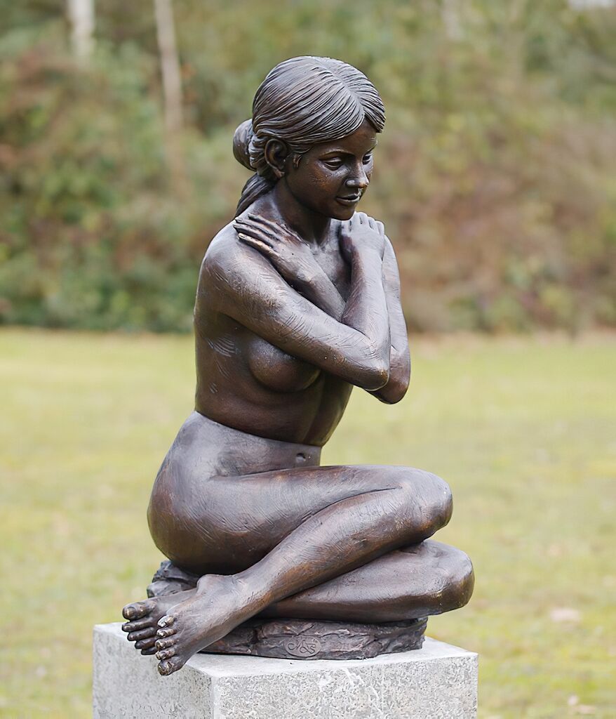  Bronze Gartenskulptur Mit Nackter Frau - Valleria