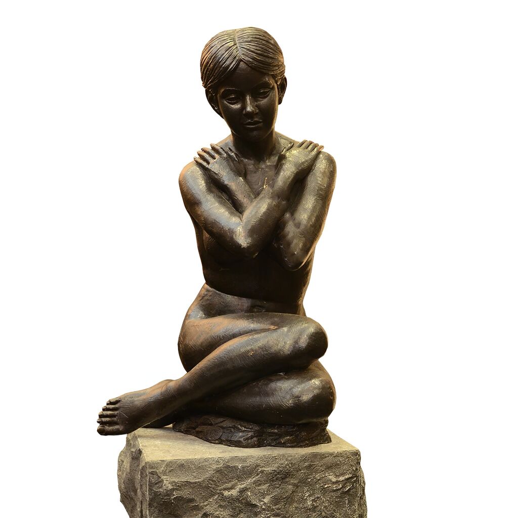 Bronze Gartenskulptur Mit Nackter Frau - Valleria