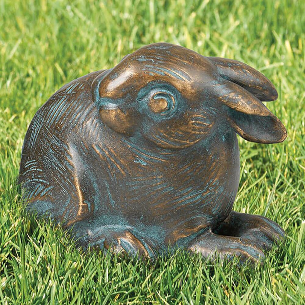  Bronze Kaninchenfiguren 3er Set - Wetterfest - Kaninchen Set