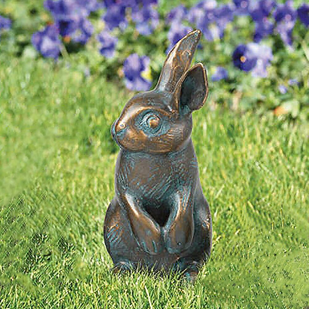  Bronze Kaninchenfiguren 3er Set - Wetterfest - Kaninchen Set