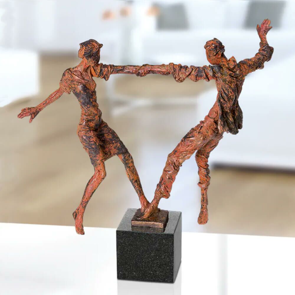  Bronze Künstlerfigur Pärchen Auf Granitsockel - Rost - Liebespaarbalance
