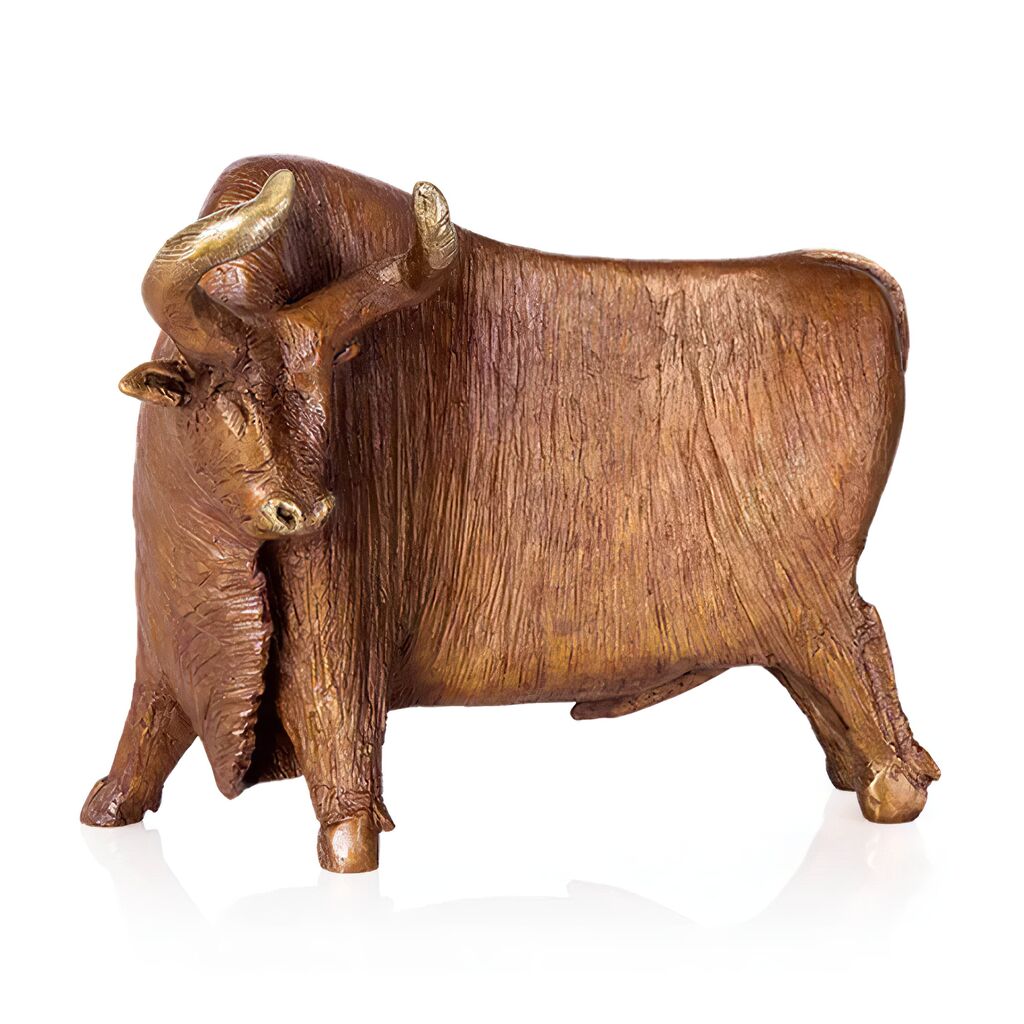  Bronze Stier Mit Goldenen Hörnern In Limitierter Edition - Stier