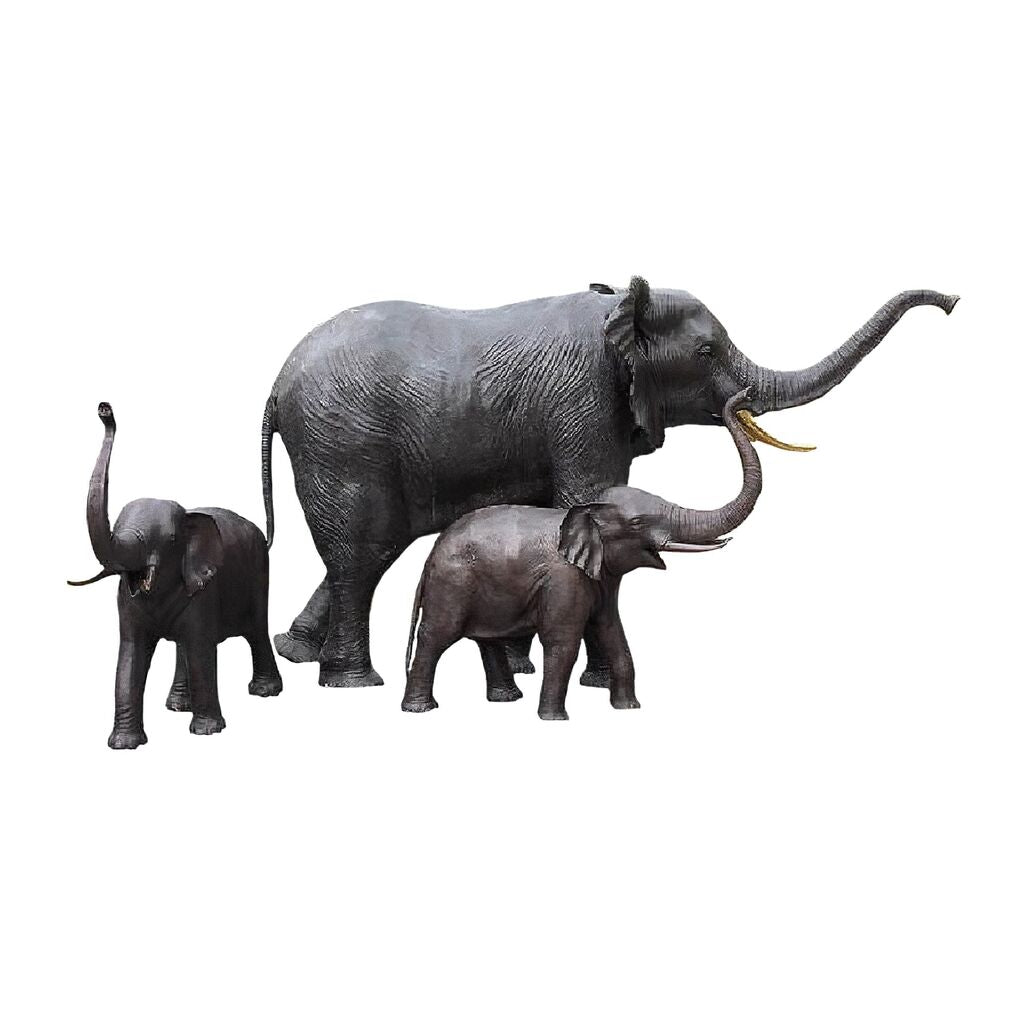  Bronze Tierfiguren Elefanten Jungtiere 2er Set - Elefantenjunge Samino