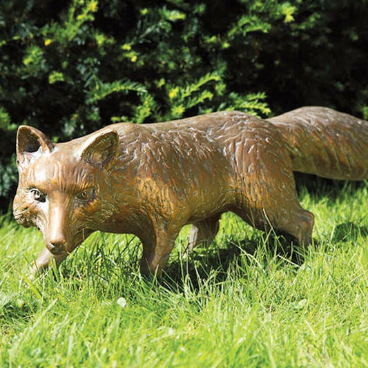  Bronze Tierskulptur Schleichender Fuchs - Fuchs Stehend