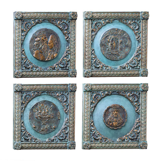  Bronze Wandreliefs 4er Set - Heilige Motive - Set Biblische Gestalten
