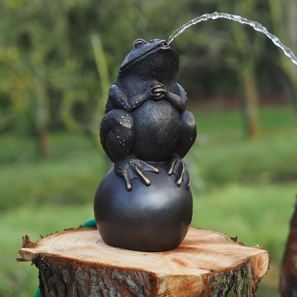  Bronze Wasserspeier Frosch Auf Kugel - Frosch Berno