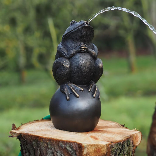  Bronze Wasserspeier Frosch Auf Kugel - Frosch Berno