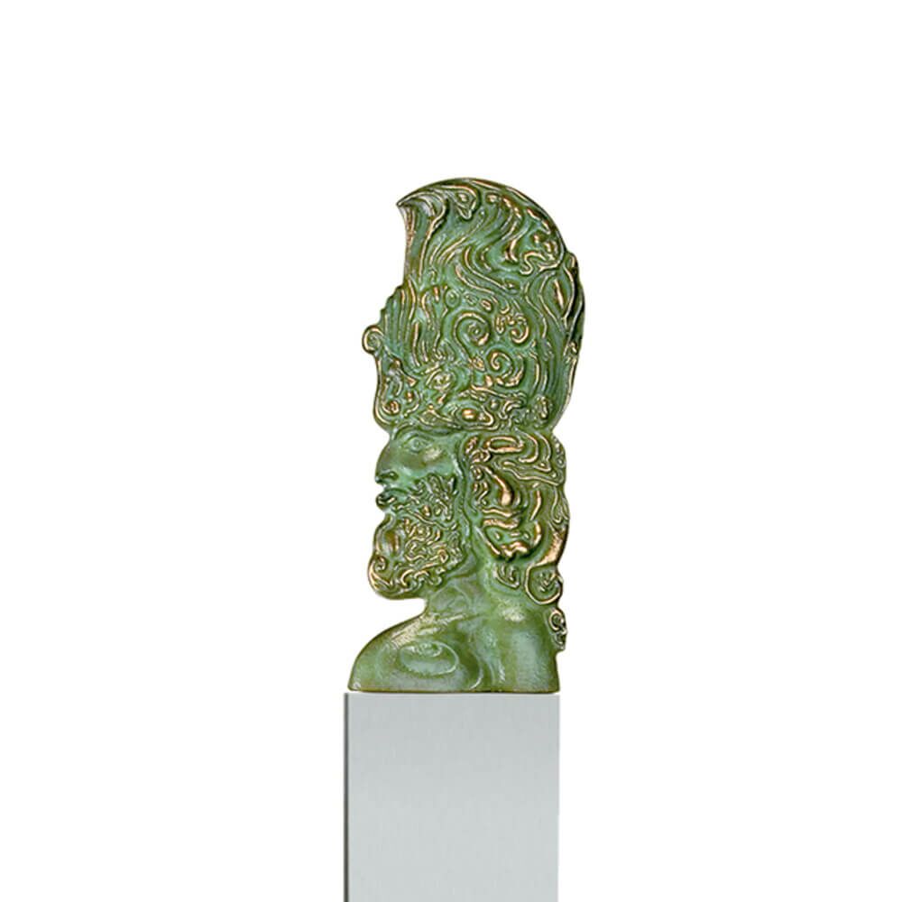  Bronzebüste Wächter Mit Stele - Designerstatue - Cherub