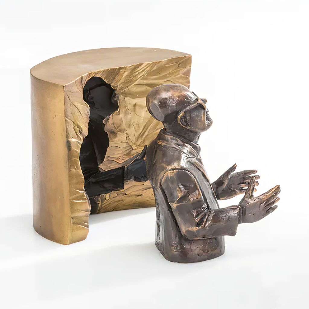  Bronzefigur Büste 2-teilig - Individuell Kombinierbar - Der Schwätzer