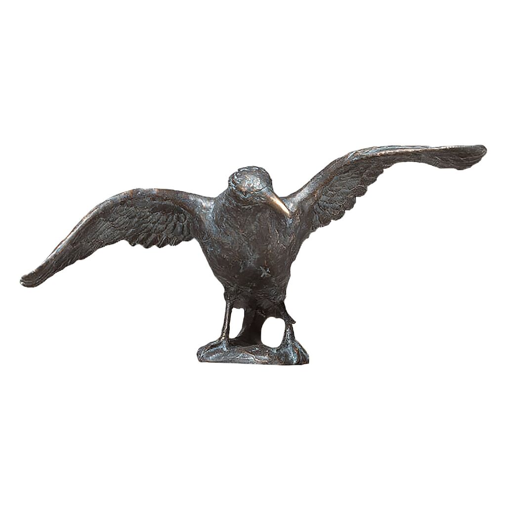  Bronzefigur Rabe Mit Ausgebreiteten Flügeln - Rabe