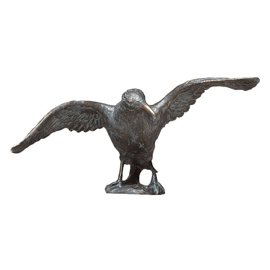  Bronzefigur Rabe Mit Ausgebreiteten Flügeln - Rabe