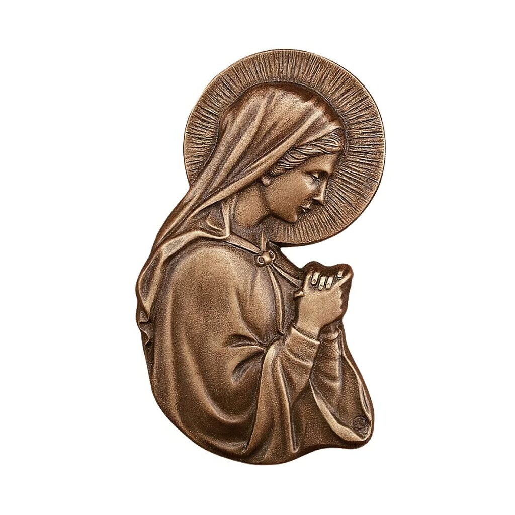  Bronzerelief Für Die Wand - Madonna Betend - Marienrelief Rechts