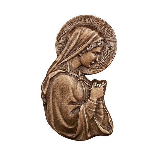  Bronzerelief Für Die Wand - Madonna Betend - Marienrelief Rechts