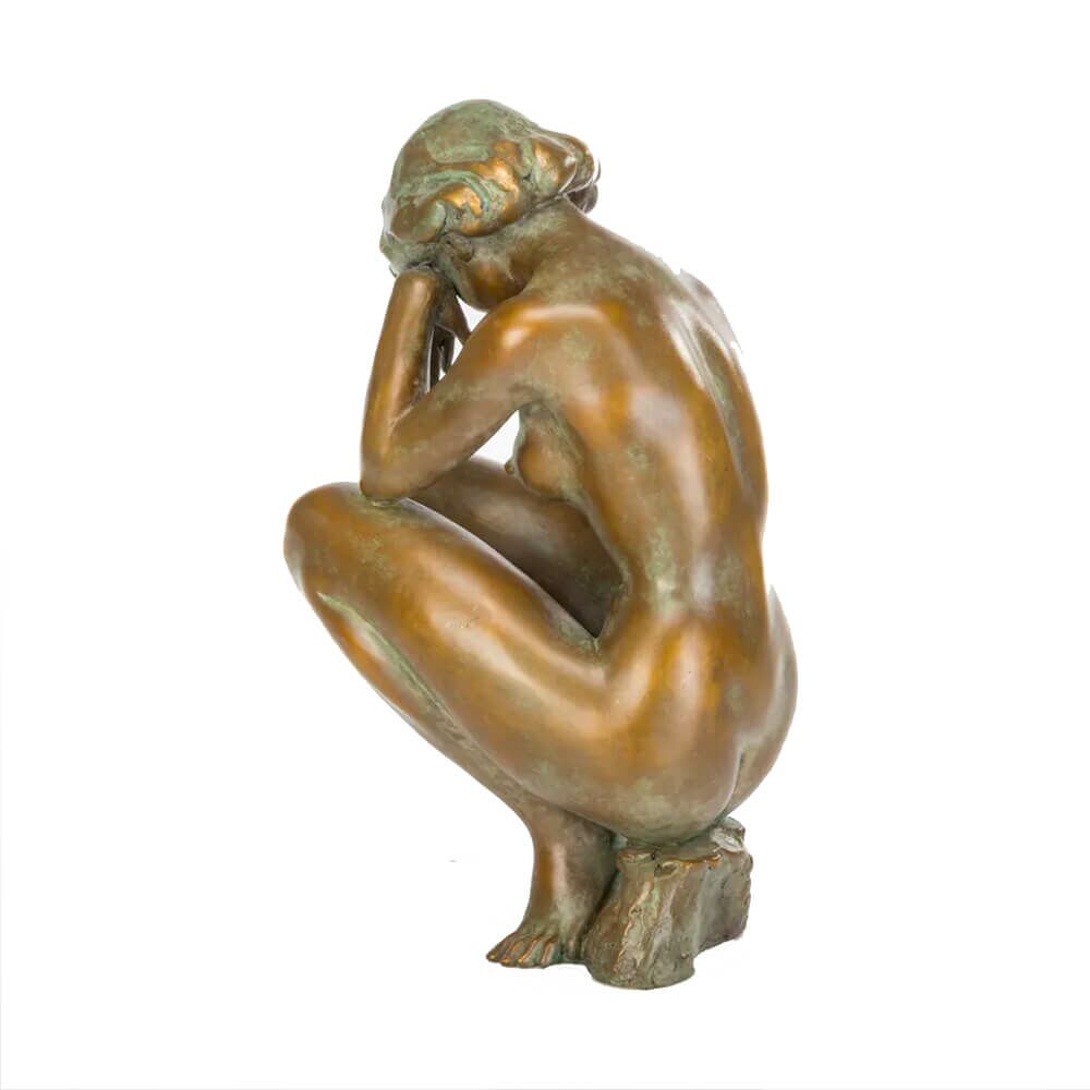  Bronzeskulptur Frau Sitzt Auf Stein - Limitiert - Bunte Steine