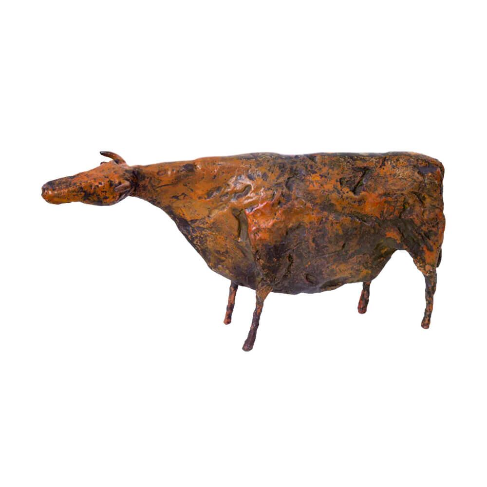  Bronzeskulptur Mit Rostpatina - Kuh Als Dekofigur - Kuh