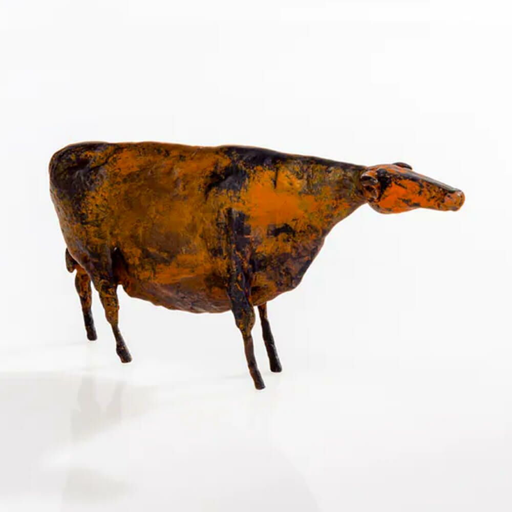  Bronzeskulptur Mit Rostpatina - Kuh Als Dekofigur - Kuh