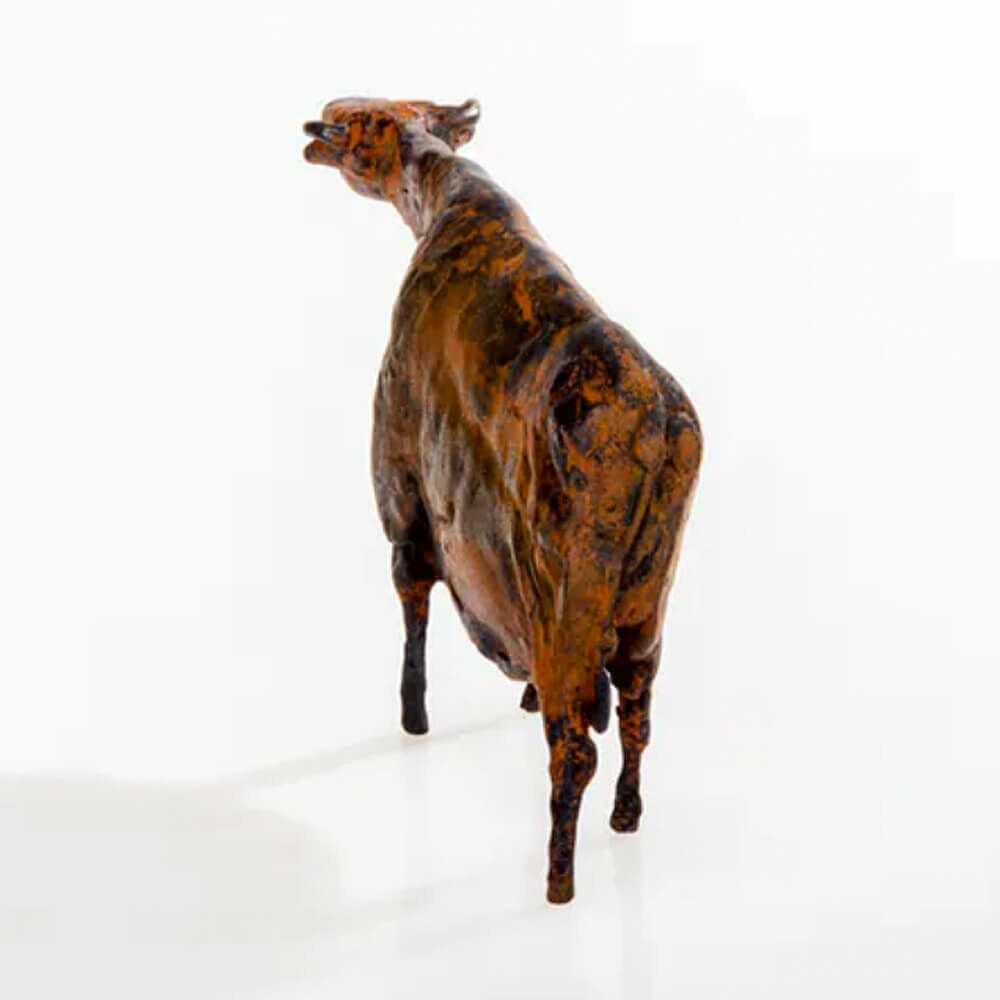  Bronzeskulptur Mit Rostpatina - Kuh Als Dekofigur - Kuh