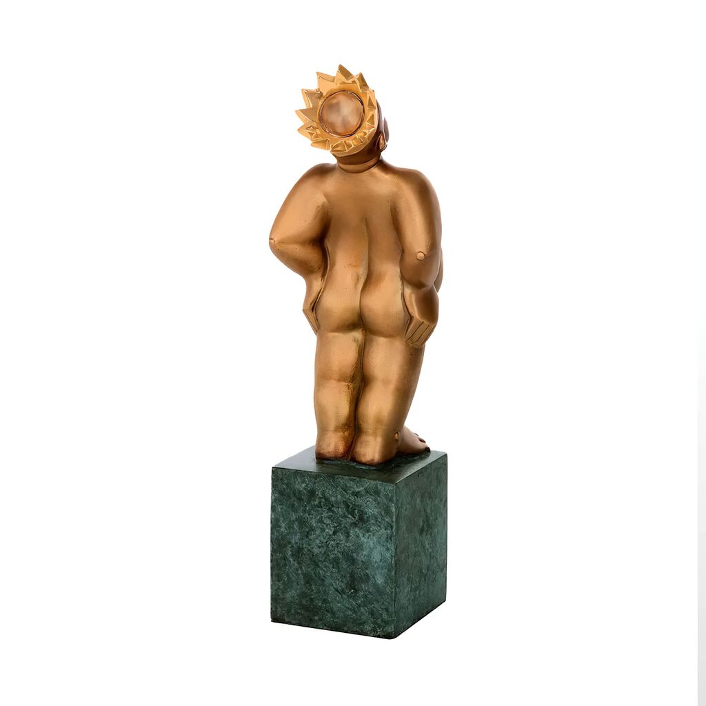  Bronzeskulptur Mit Sockel - König Mit Krone Und Bauch - König/Visionär
