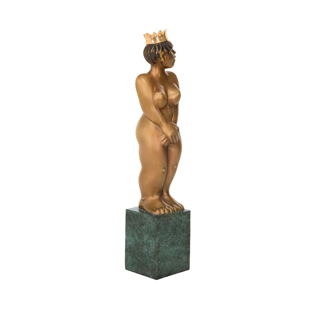  Bronzeskulptur Mit Sockel - Königin Mit Krone Aktfigur - Königin/Venus