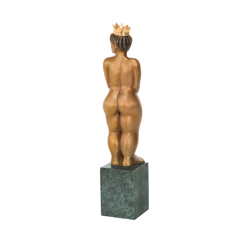  Bronzeskulptur Mit Sockel - Königin Mit Krone Aktfigur - Königin/Venus