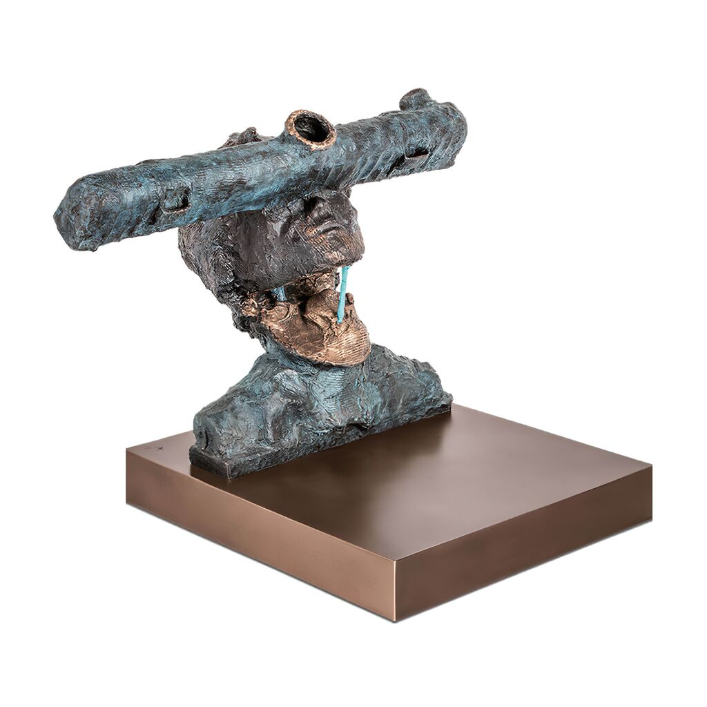  Bronzestatue Büste Schaut In Himmel Mit Sockel - Sternsucher 3