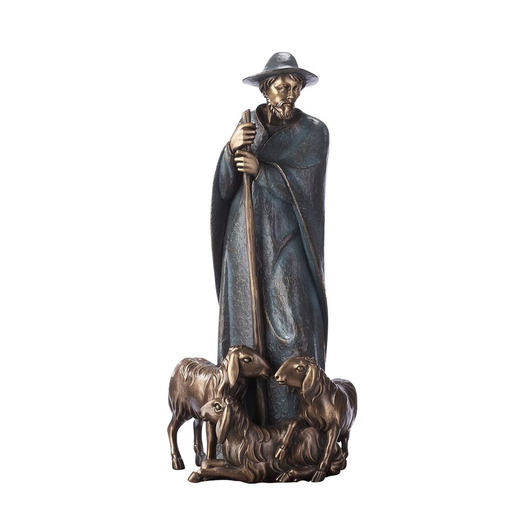  Bronzestatue Ziegenhirte Mit Stab Und Hut - Abel