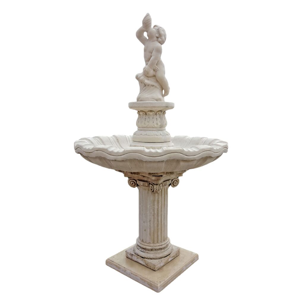  Brunnen Für Den Garten Im Antiken Design - Putte Mit Muschel Als Wasserspiel - Francesco