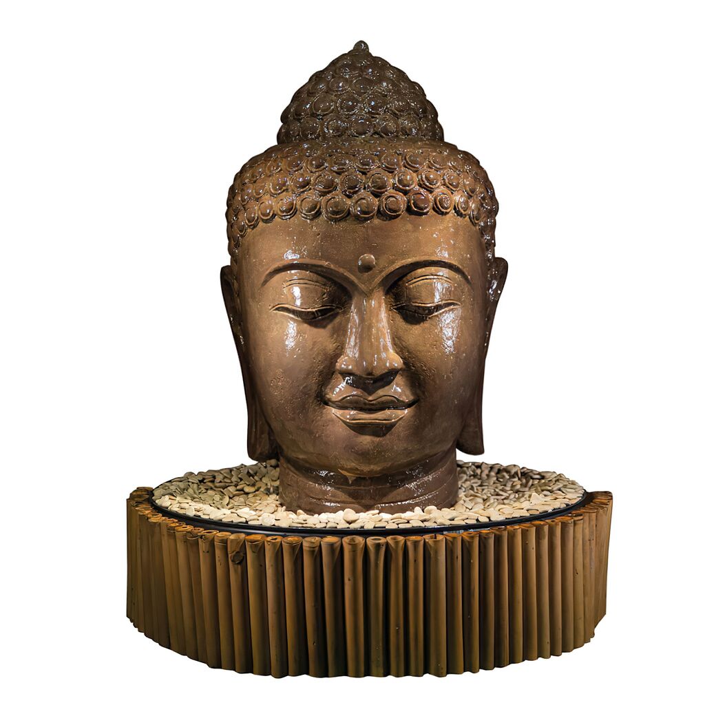  Buddha Kopf Wasserspiel Komplett Set Mit Pumpe Und Becken - Yuda