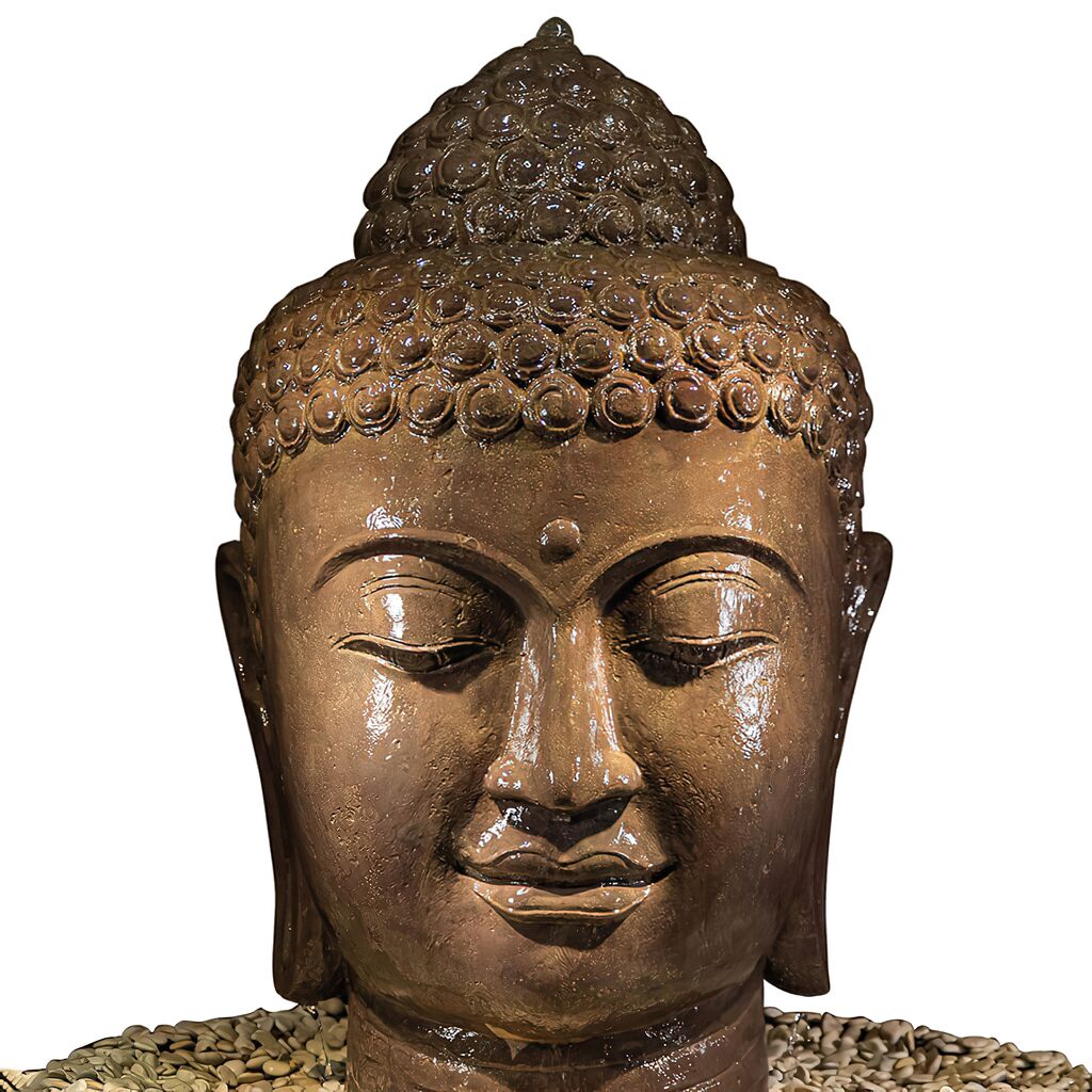  Buddha Kopf Wasserspiel Komplett Set Mit Pumpe Und Becken - Yuda