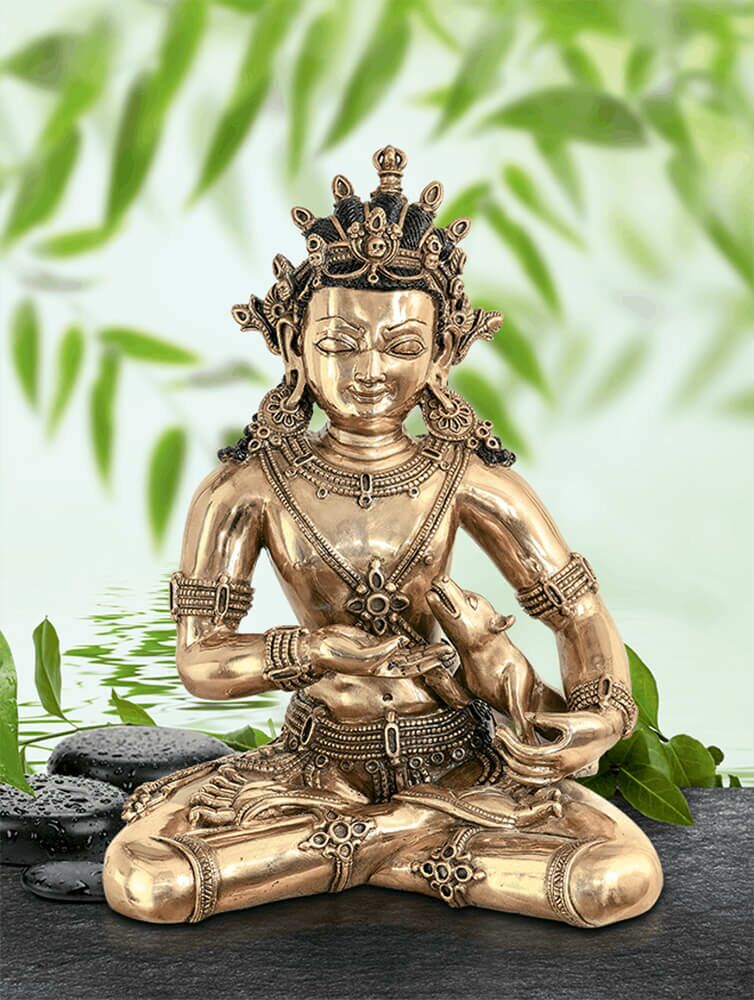  Buddhistische Gottheit Als Kunstvolle Bronze Skulptur - Jambhala, Gott Des Reichtums