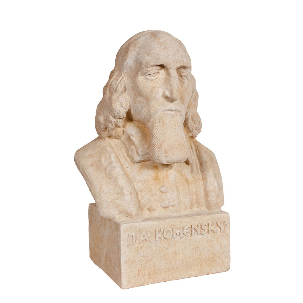  Büste Des Bischofs Johann Comenius Mit Sockel Aus Steinguss - Comenius