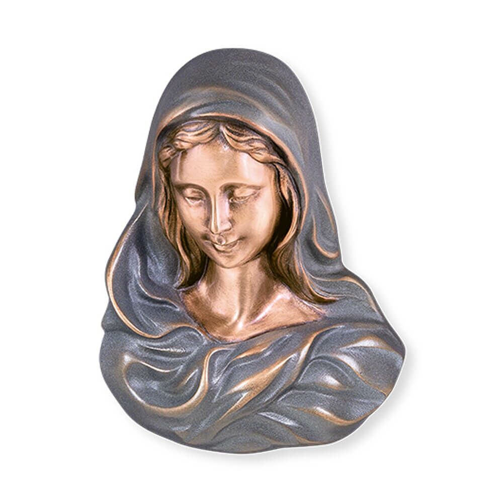  Büste Maria Mit Umhang Als Bronze Wandrelief - Madonna Wala