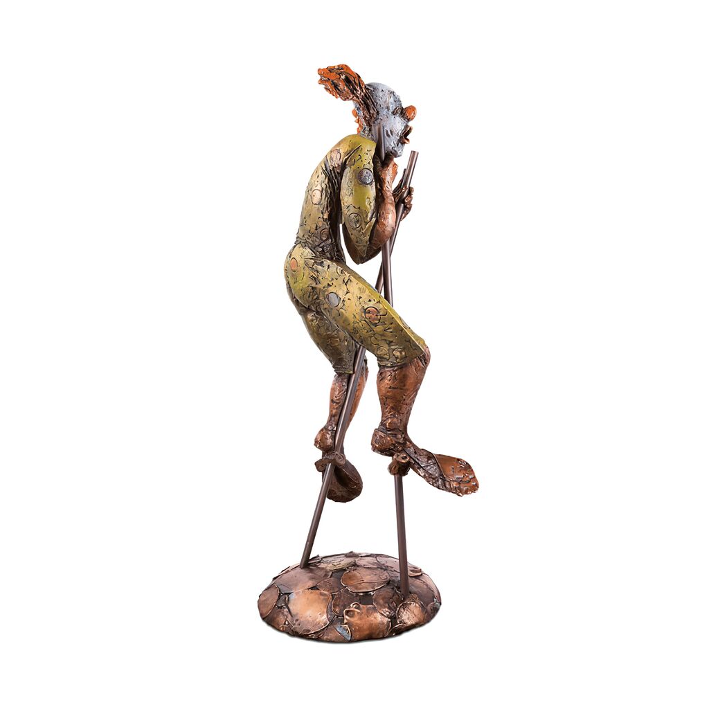  Bunte Clown Bronzeskulptur Aus Limitierter Edition - Clown Auf Stelzen