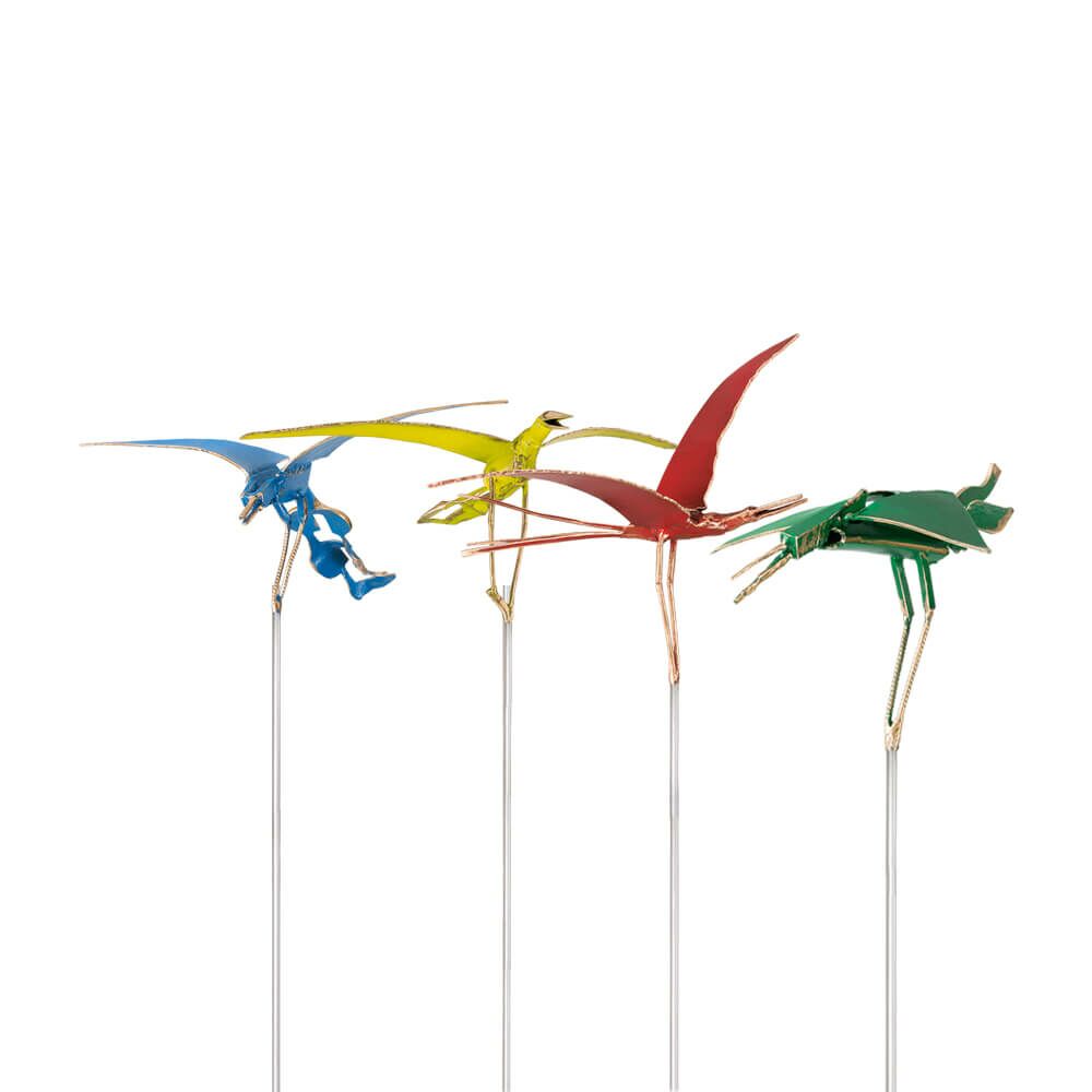  Bunte Vogelskulpturen - Abstrakte Bronzefiguren - Vogelgestalten Set