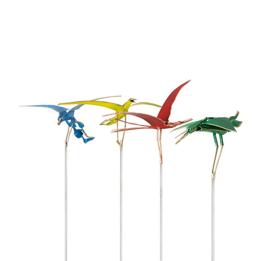  Bunte Vogelskulpturen - Abstrakte Bronzefiguren - Vogelgestalten Set