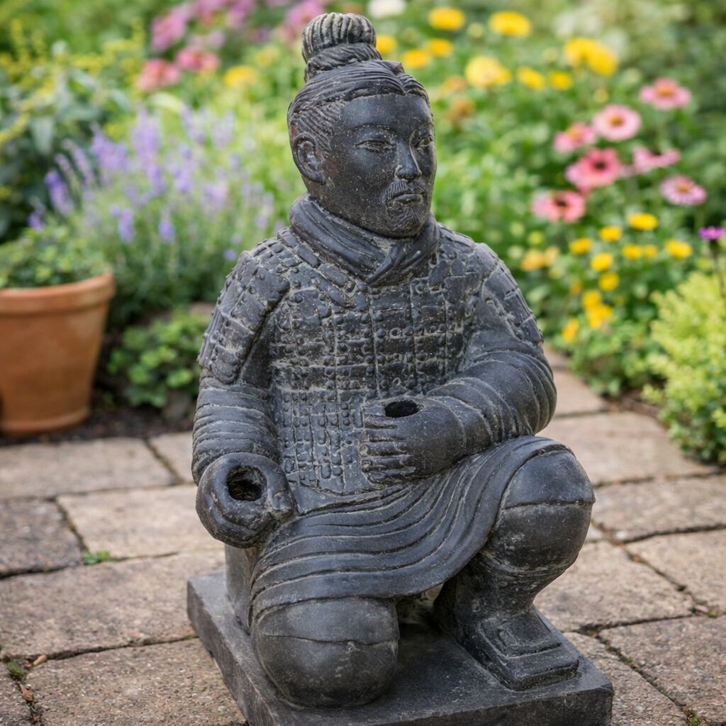  Chinesischer Krieger Als Antik Steinguss Replikat