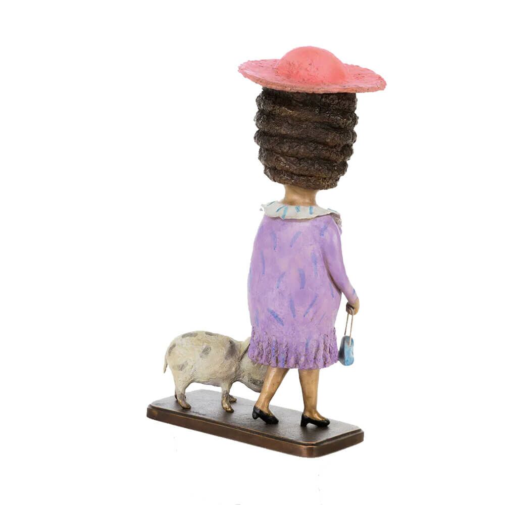  Dame Mit Hund - Bunte Bronzeskulptur Vom Künstler - Lady With A Dog