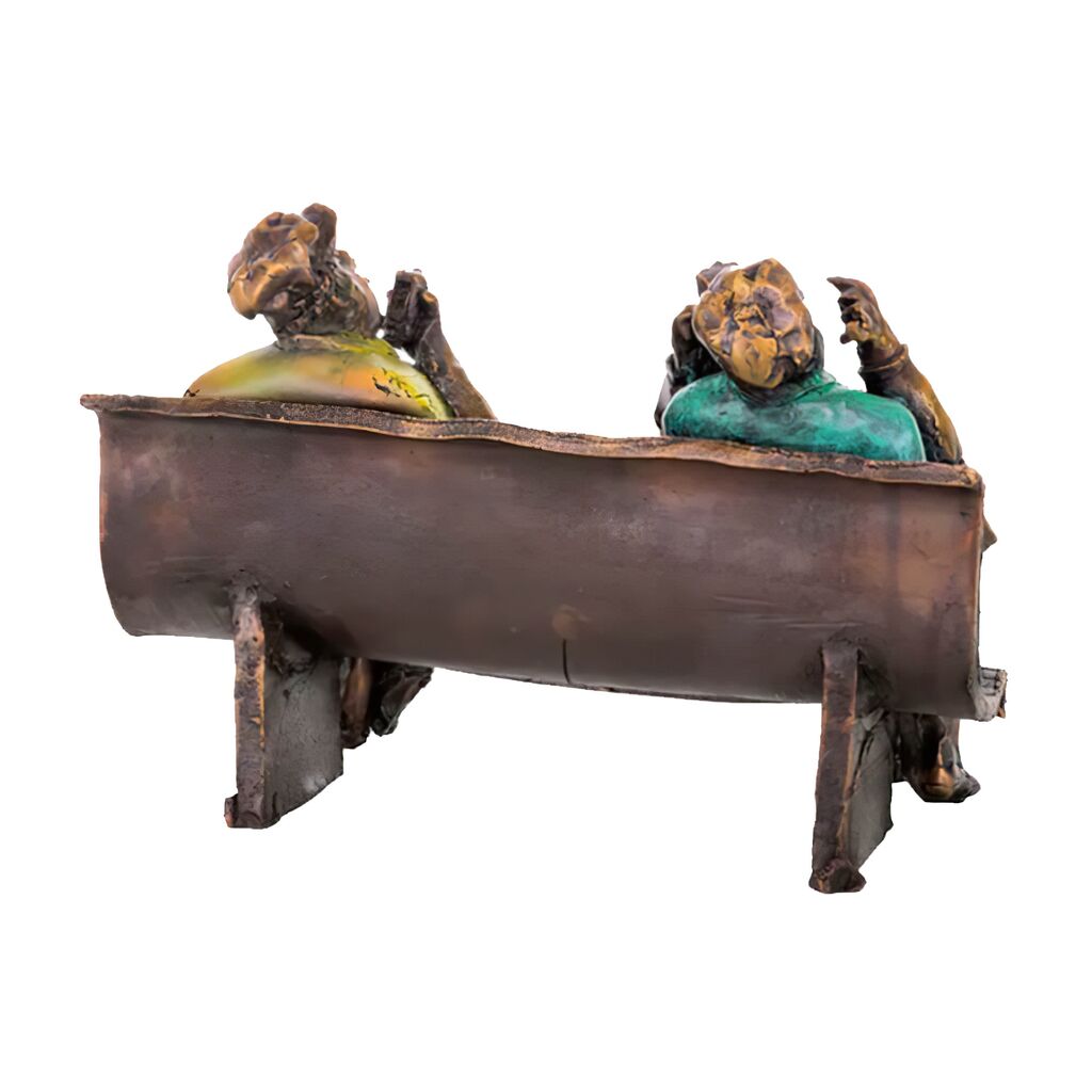  Damen Auf Einer Bank - Limitierte Bronzeskulptur - Nach Der Promenade