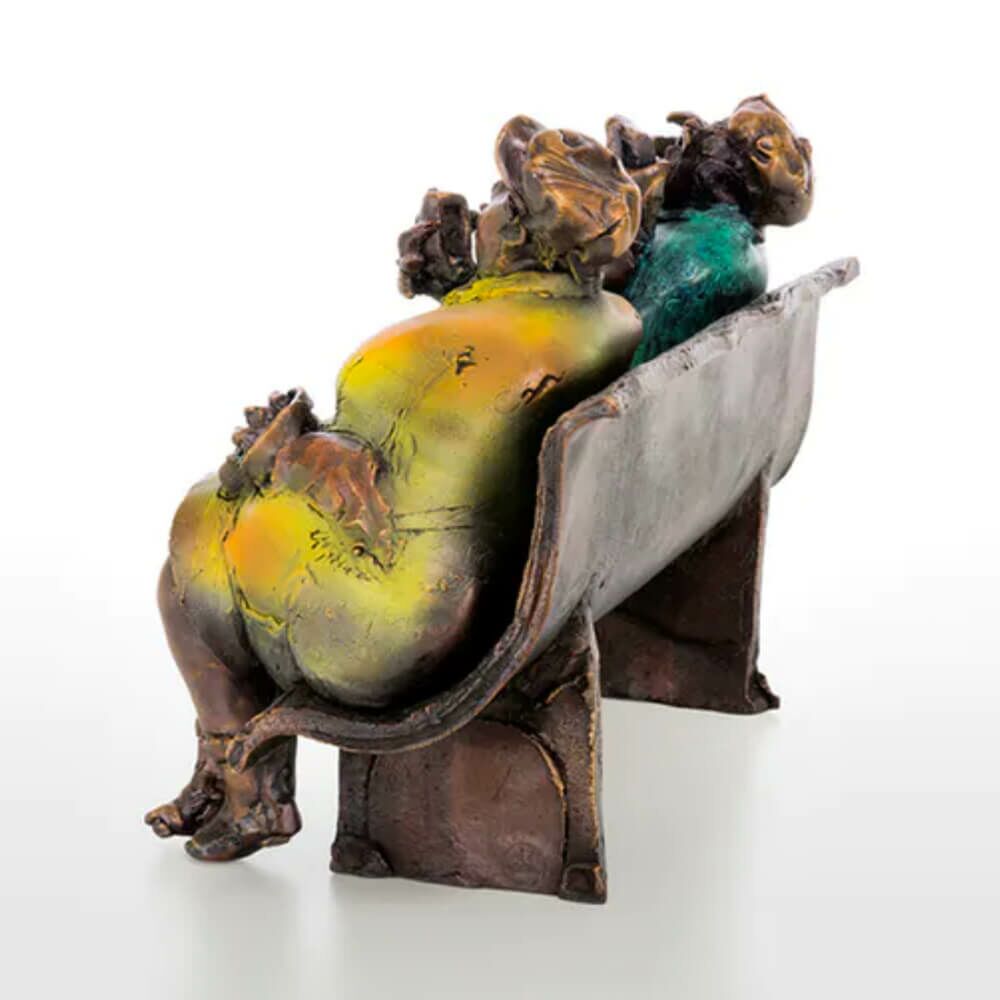  Damen Auf Einer Bank - Limitierte Bronzeskulptur - Nach Der Promenade