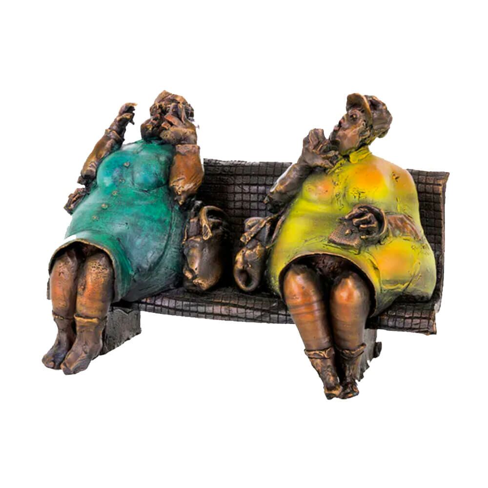  Damen Auf Einer Bank - Limitierte Bronzeskulptur - Nach Der Promenade