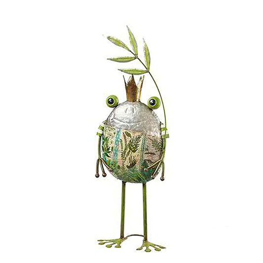  Deko Figur Frosch Mit Blatt - Grün - Metall - Keanu
