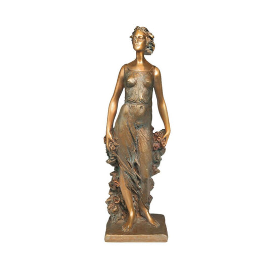  Deko Frauenstatue Aus Bronze - Florales Design - Frühling
