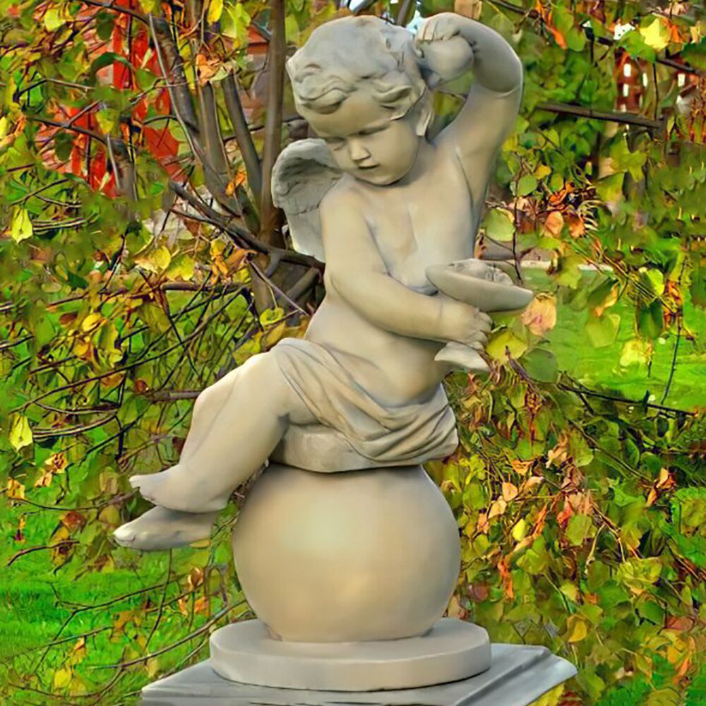  Dekorative Engel Figur Mit Birne Aus Steinguss - Fondas