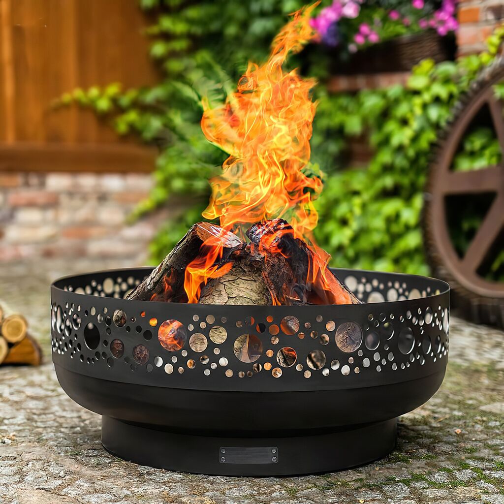  Dekorative Feuerschale - Feuerstelle Für Garten Oder Terrasse - Motiv Punkte - Pantoi Feuerschale