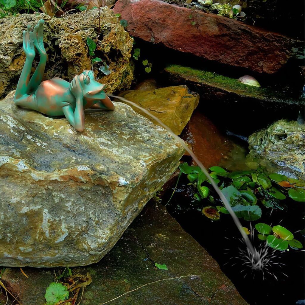  Dekorative Frosch Speier Figur Auf Stein Für Den Garten - Minas