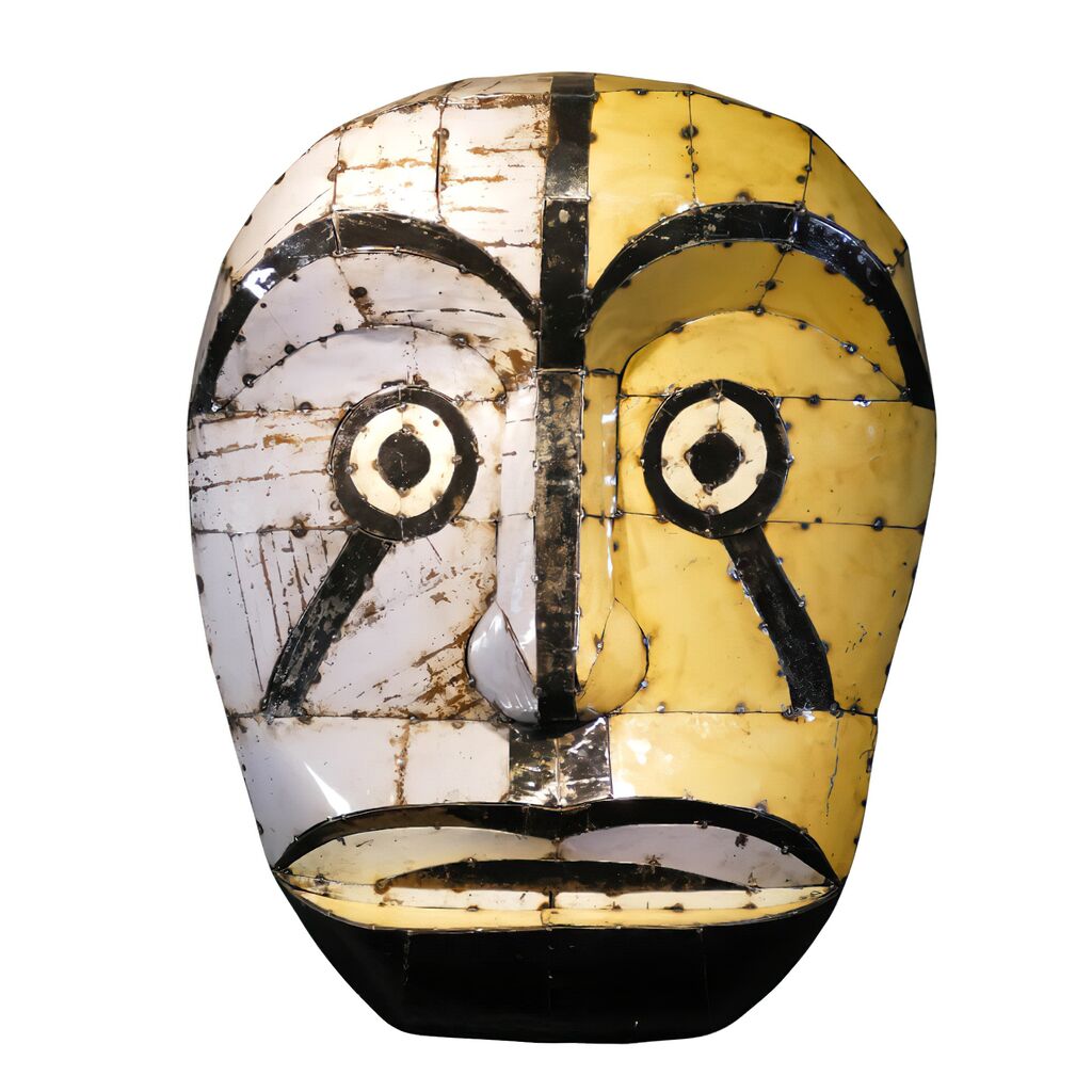  Dekorative Maske Mit Gesicht Aus Recycelten Ölfässern Für Die Wand - Leilani