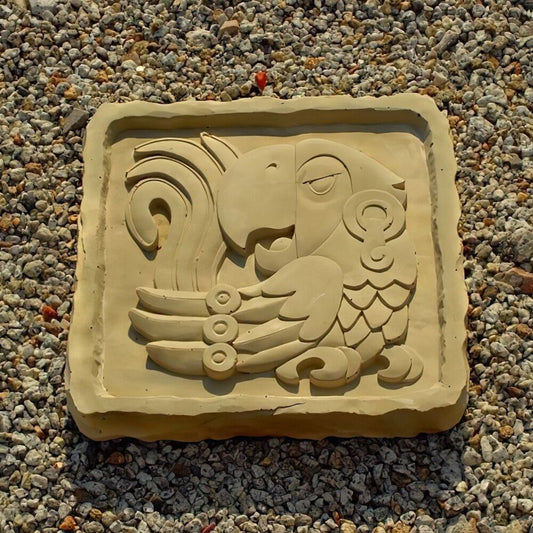  Dekorative Steinguss Fliese Mit Papageien Relief - Tiki Design - Traianos