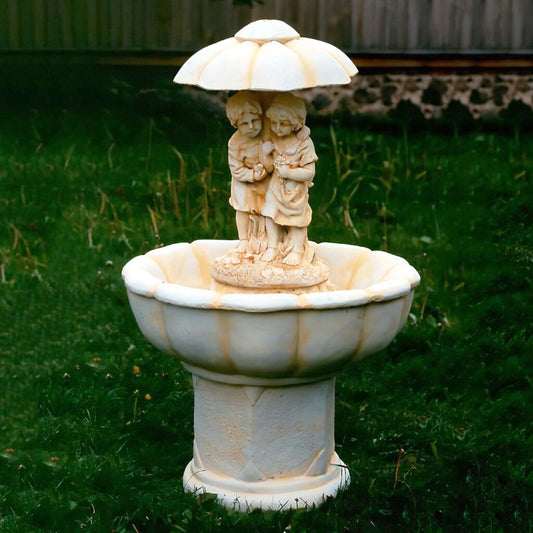  Dekorativer Garten Springbrunnen - Junge & Mädchen Mit Regenschirm - Egidio